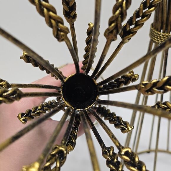 Vintage MCM Candlestick Holder Hollywood Regency Rustic Wheat Sheath Pair 18" - Picture 5 of 8